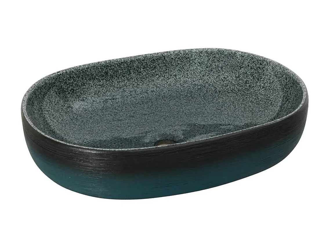 Lavabo sobre encimera ovalado cerámica turquesa 59x40x14 cm ES66434