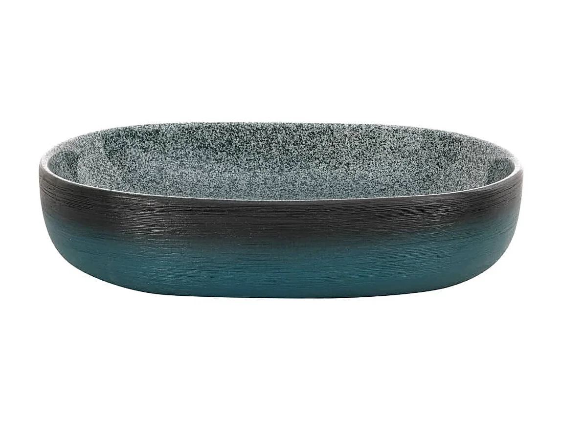 Lavabo sobre encimera ovalado cerámica turquesa 59x40x14 cm ES66434