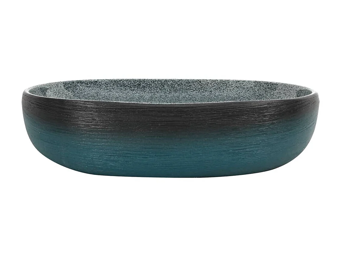 Lavatório de bancada oval 59x40x14 cm cerâmica turquesa PT876676