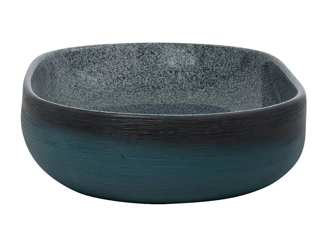 Lavatório de bancada oval 59x40x14 cm cerâmica turquesa PT876676