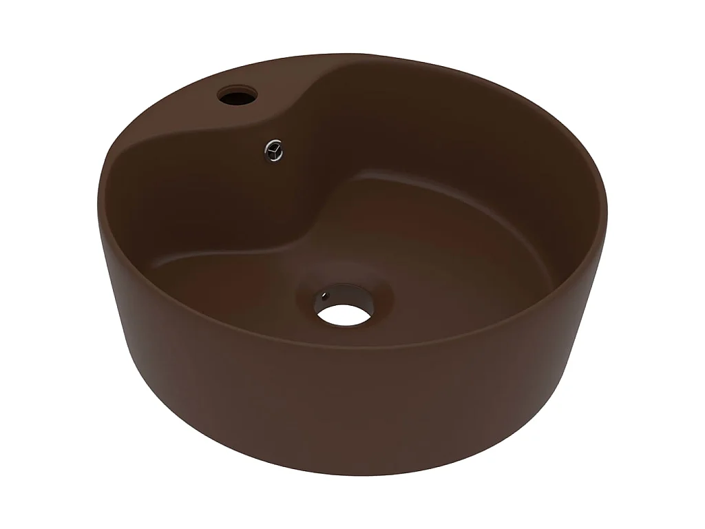 Lavabo lujoso y rebosadero cerámica marrón oscuro mate 36x13 cm ES66473