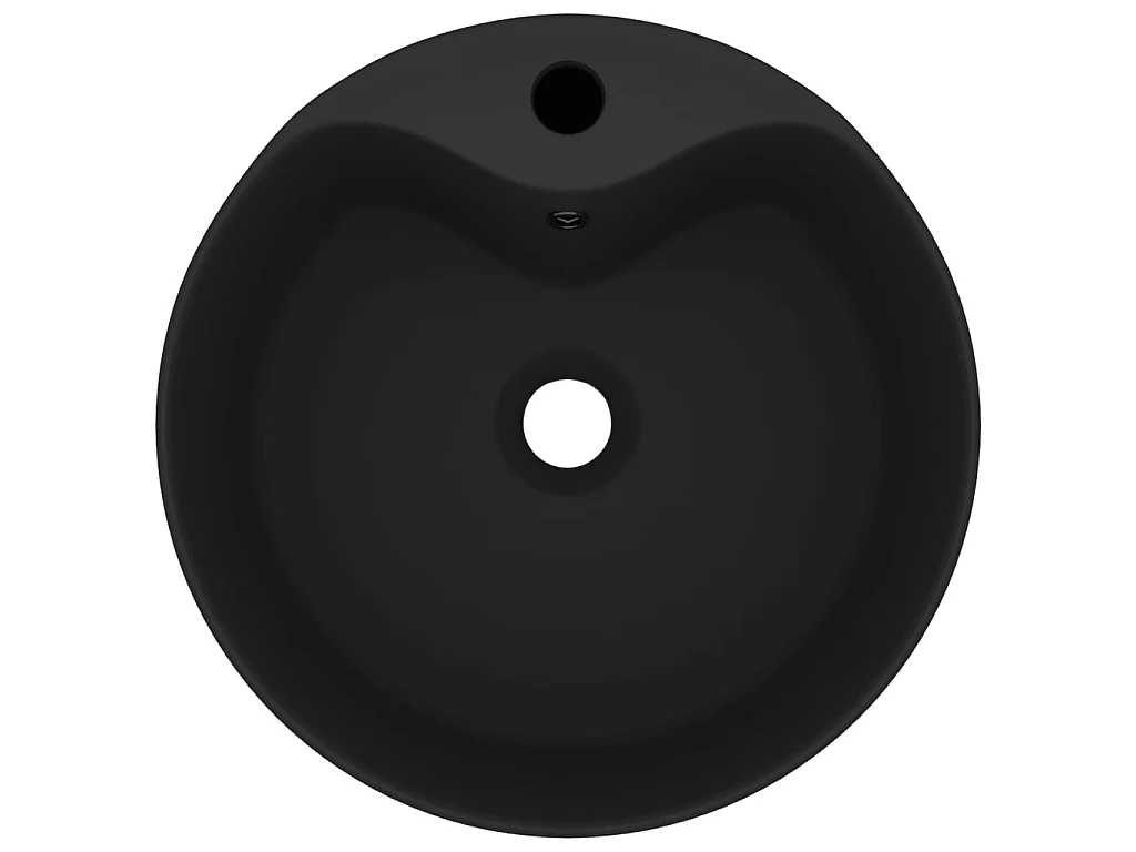 Lavatório com extravasamento 36x13 cm cerâmica preto mate PT292736