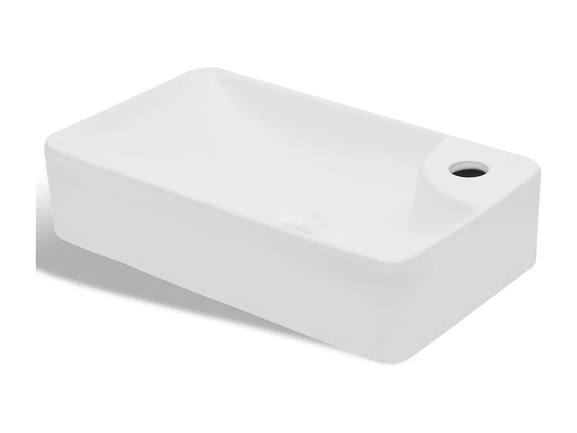 Pia de cerâmica para banheiro + furo torneira, branco PT820698