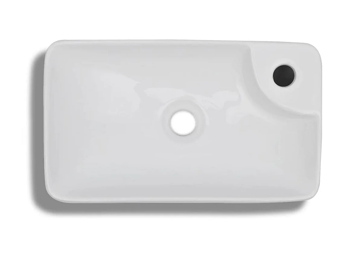 Pia de cerâmica para banheiro + furo torneira, branco PT820698