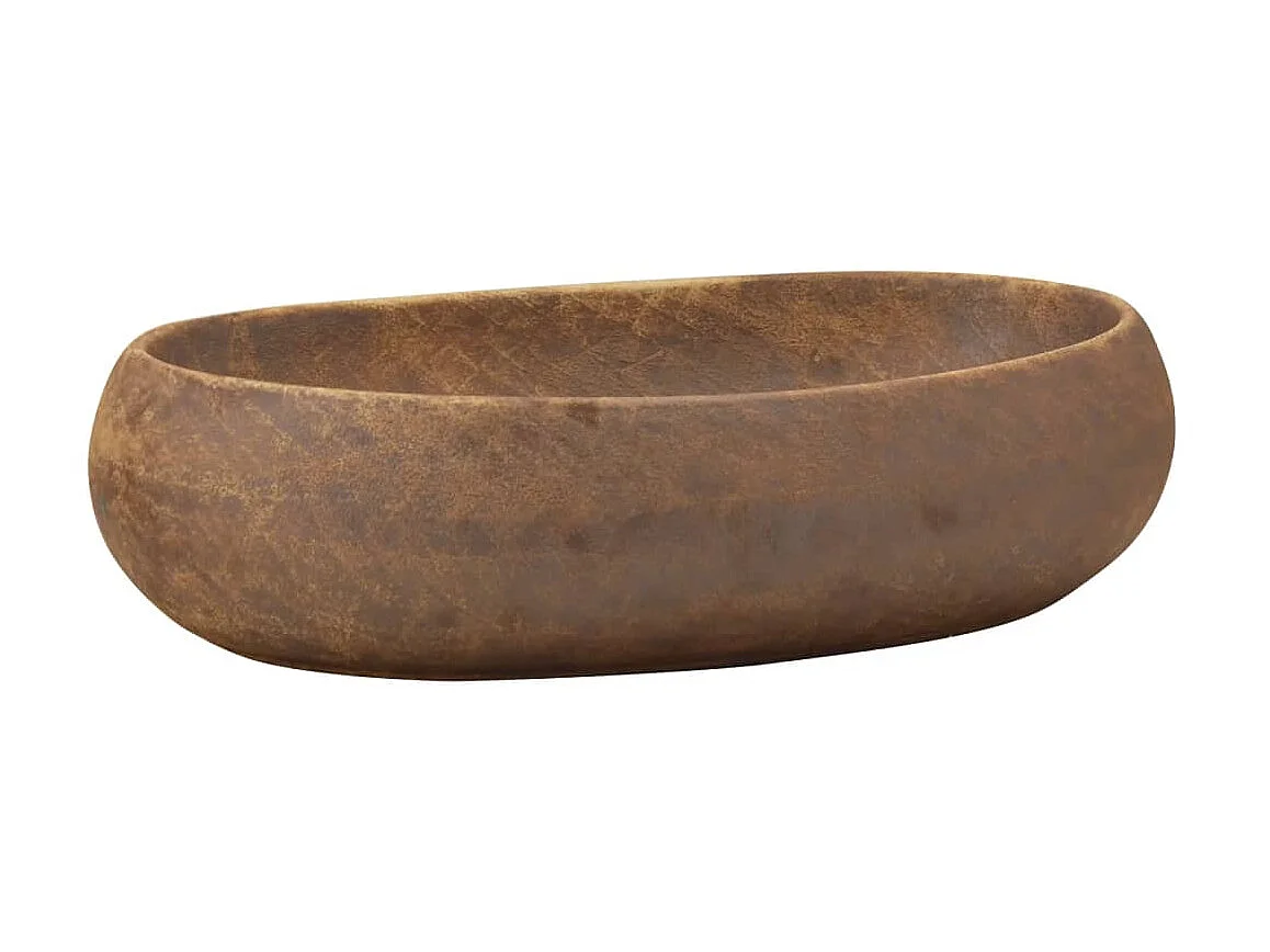 Lavatório de bancada oval 59x40x15 cm cerâmica castanho PT771092