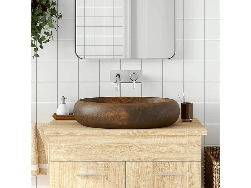 Vasque à poser marron ovale 59x40x15 cm céramique WVGQ1711