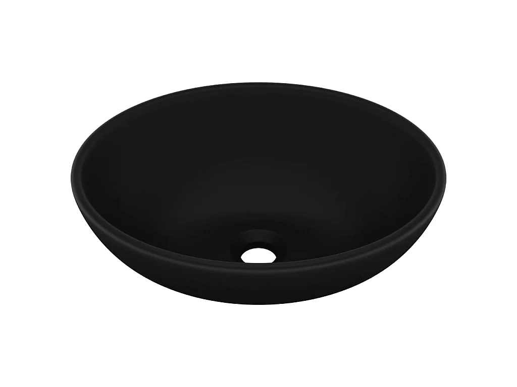 Lavatório luxuoso formato oval 40x33 cm cerâmica preto mate PT348171