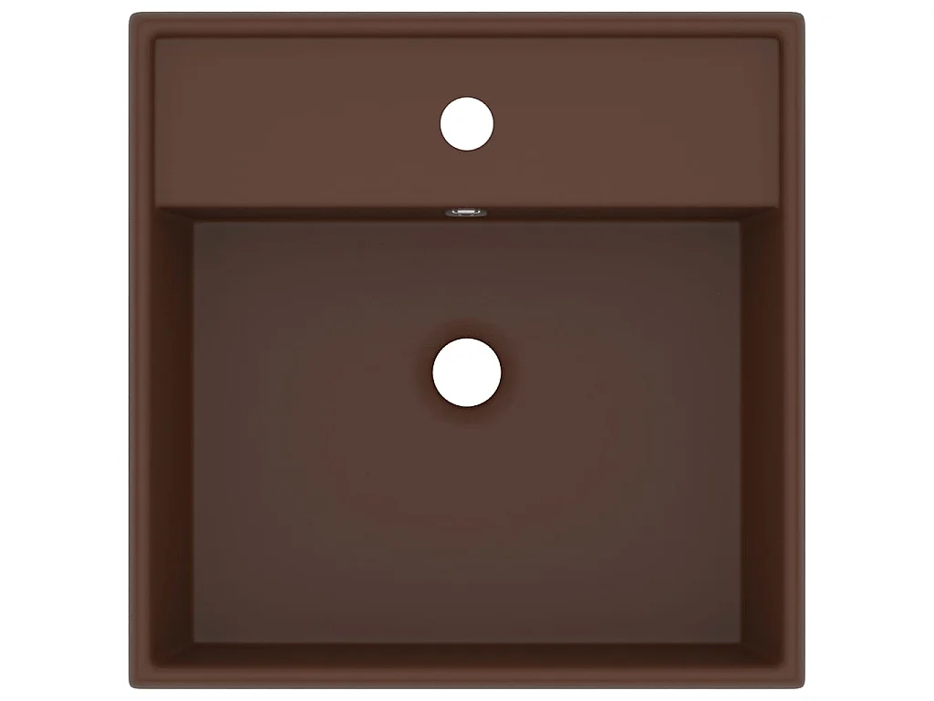 Lavatório luxuoso quadrado 41x41 cm cerâmica castanho mate PT235478