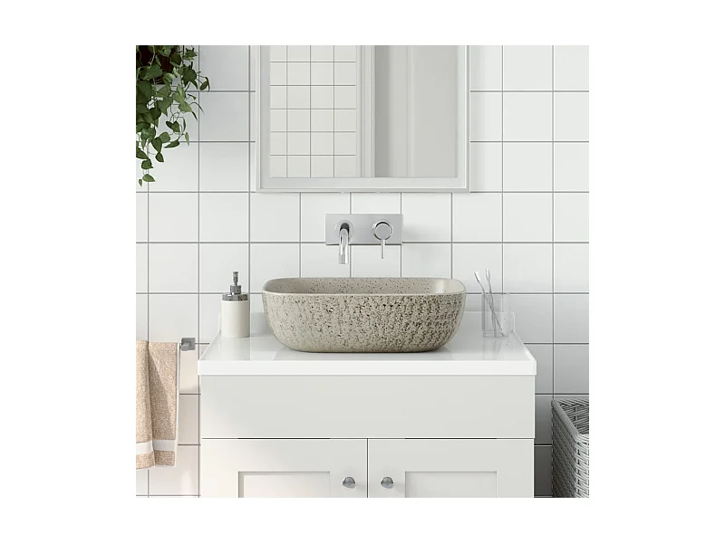 Lavabo sobre encimera rectangular cerámica gris 48x37,5x13,5 cm ES66544