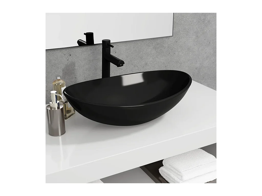 Vasque Verre trempé 54,5x35x15,5 cm Noir WVGQ2570