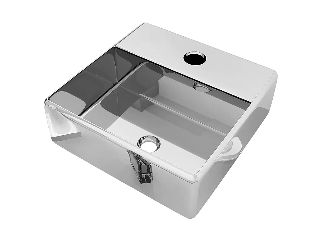 Lavabo con orificio para grifo 38x30x11,5 cm cerámica plateado ES66498