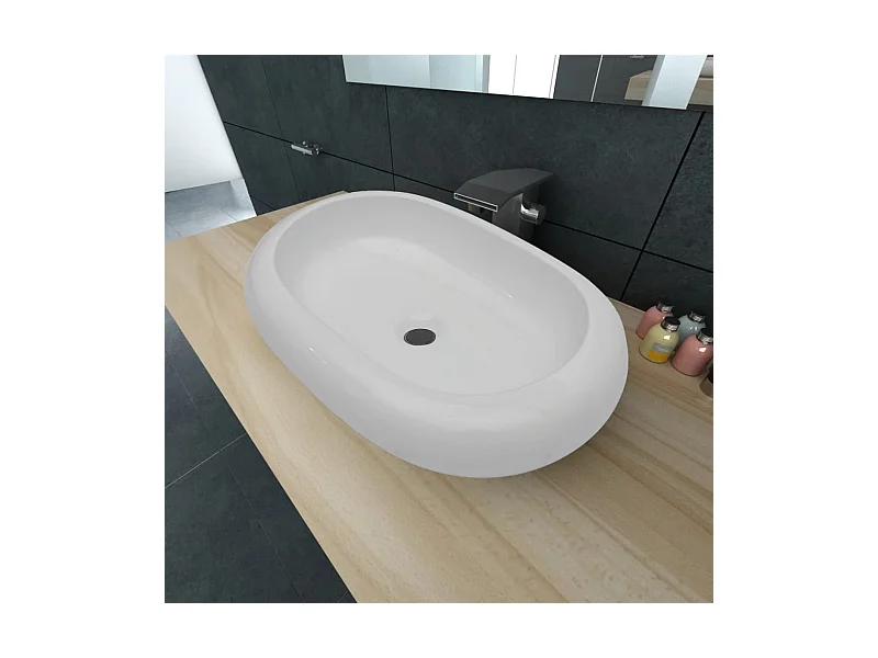 Vasque en forme ovale Céramique 63 x 42 cm Blanc WVGQ8098