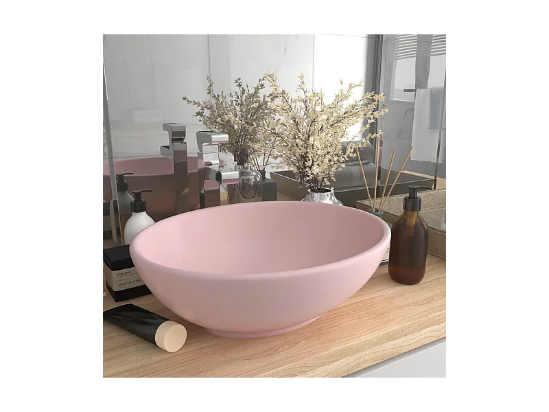 Vasque ovale de luxe Rose mat 40x33 cm Céramique WVGQ4265