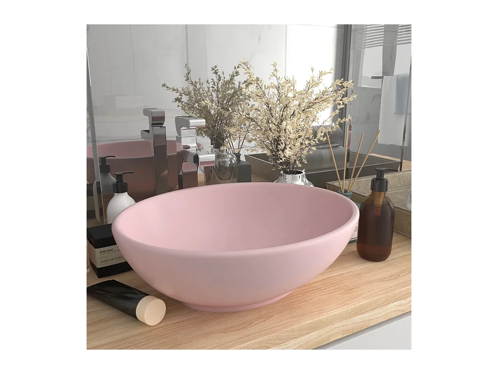 Vasque ovale de luxe Rose mat 40x33 cm Céramique WVGQ4265