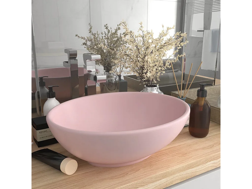 Vasque ovale de luxe Rose mat 40x33 cm Céramique WVGQ4265