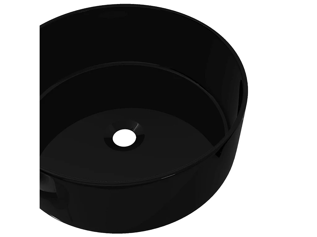 Lavabo redondo de cerámica negro 40x15 cm ES66557