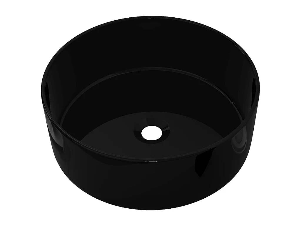Lavatório redondo em cerâmica preto 40x15 cm PT530599