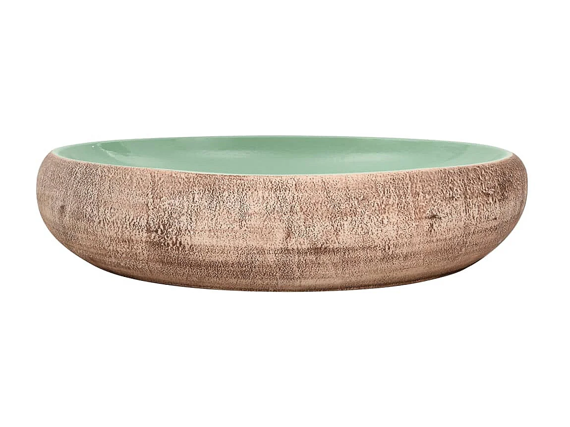 Lavabo sobre encimera ovalado cerámica verde marrón 59x40x15 cm ES410472