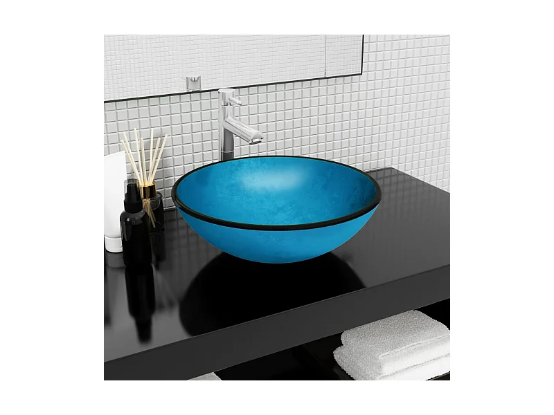 Vasque Verre trempé 42x14 cm Bleu WVGQ1272
