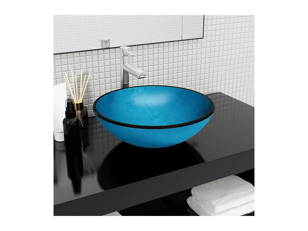 Vasque Verre trempé 42x14 cm Bleu WVGQ1272