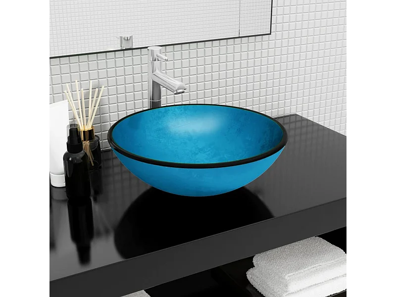 Vasque Verre trempé 42x14 cm Bleu WVGQ1272