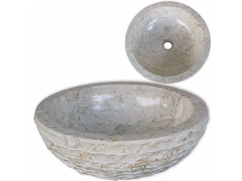 Lavabo de mármol 40 cm color crema ES66474