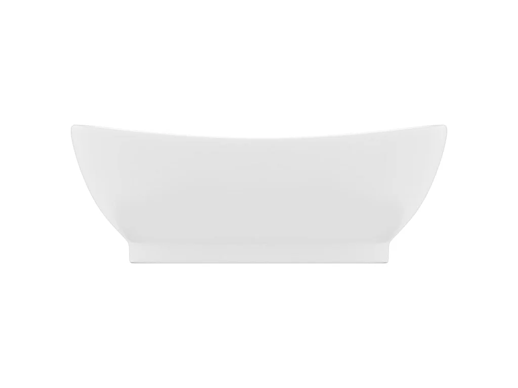Vasque ovale de luxe à trop-plein Blanc mat 58,5x39cm Céramique WVGQ4121