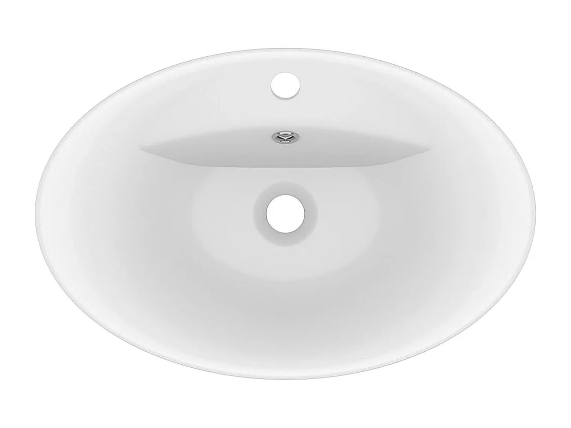 Vasque ovale de luxe à trop-plein Blanc mat 58,5x39cm Céramique WVGQ4121