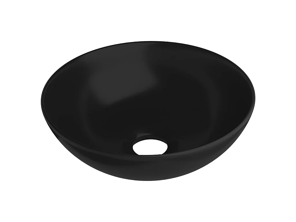 Lavatório de casa de banho redondo cerâmica preto mate PT564214