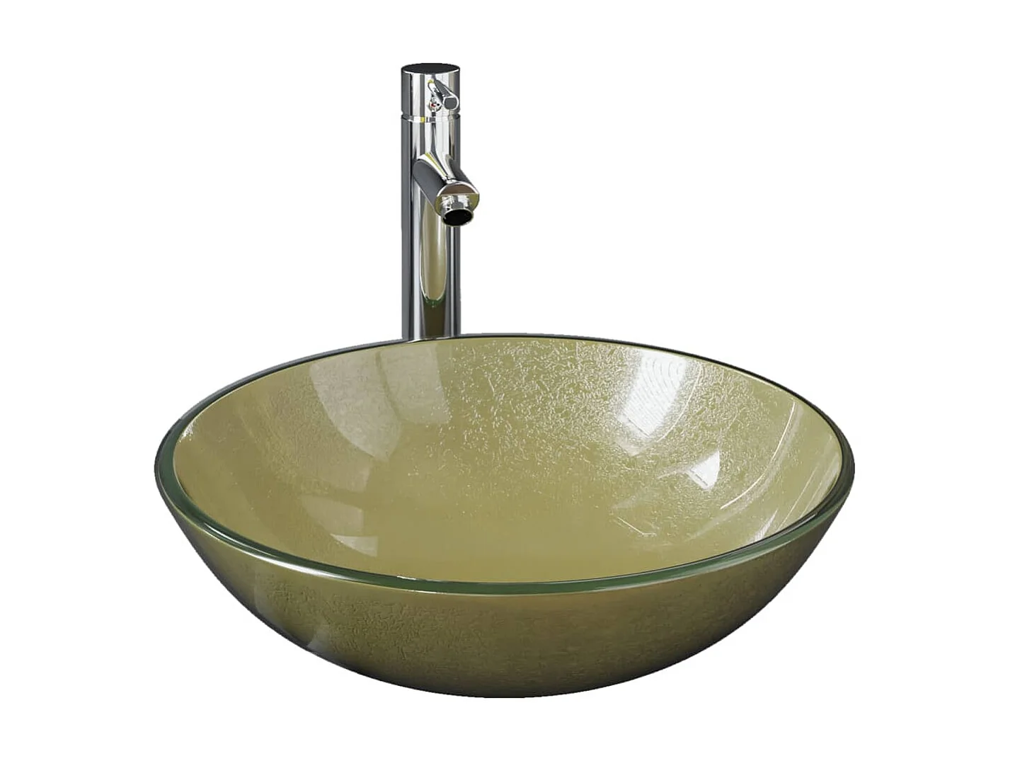 Vasque de bain avec robinet et drain à poussoir Verre trempé WVGQ6627