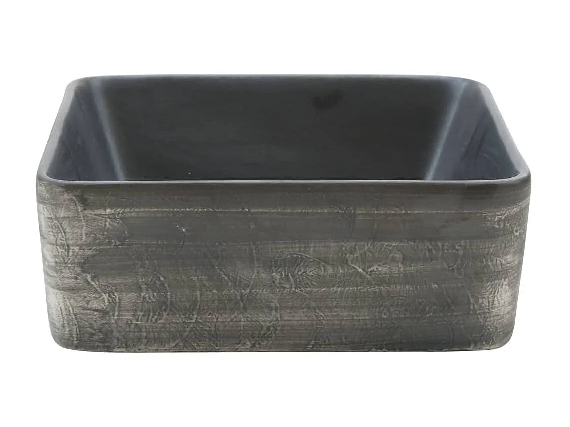 Lavabo encimera rectangular cerámica negro marrón 46x35,5x13 cm ES66393
