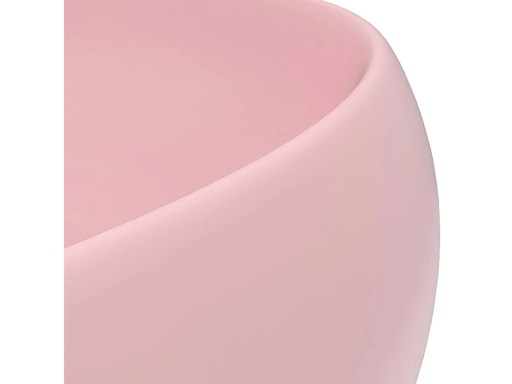Lavatório luxuoso redondo 40x15 cm cerâmica rosa mate PT509940