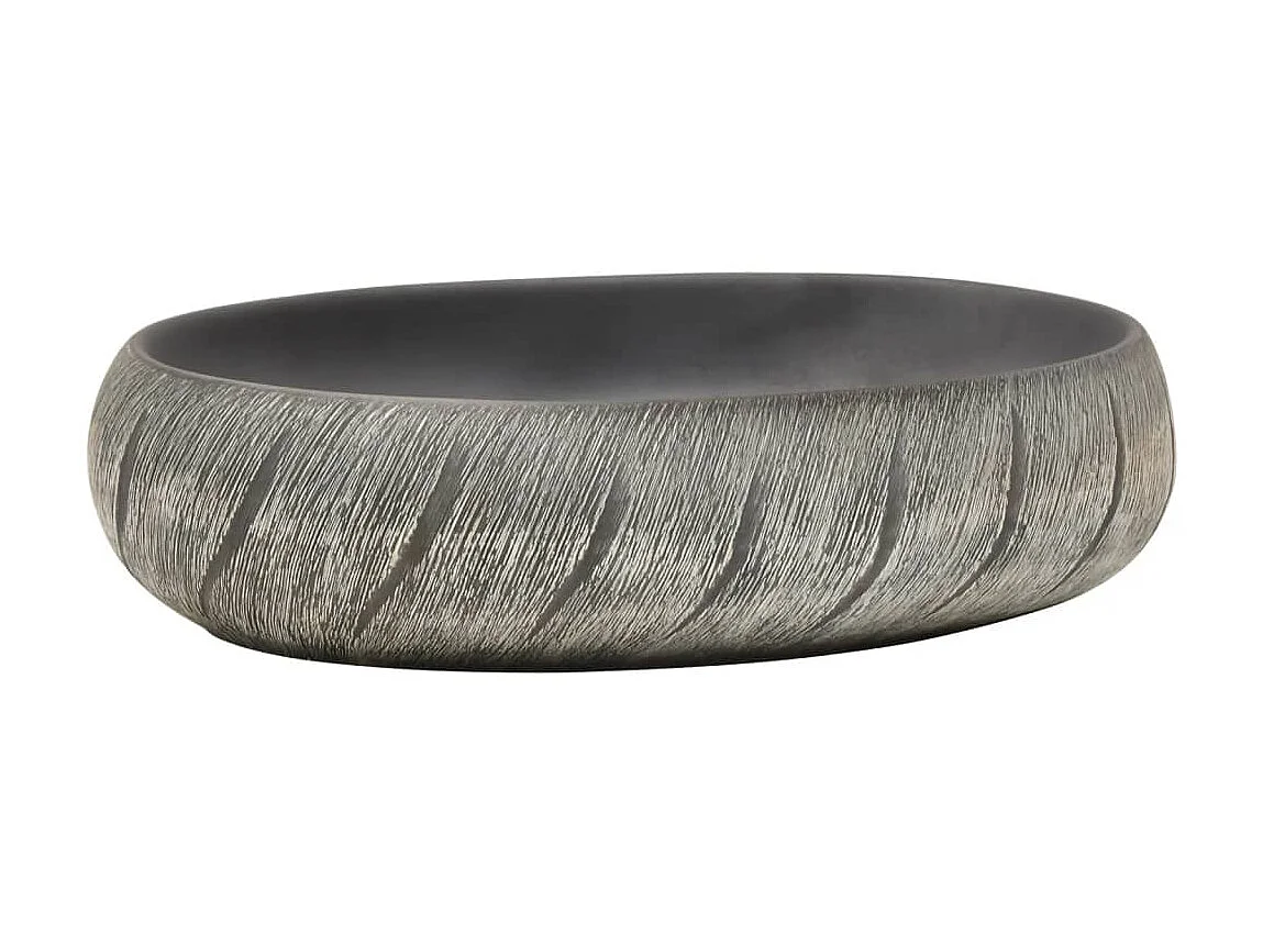 Vasque à poser noir et gris ovale 59x40x15 cm céramique WVGQ4375