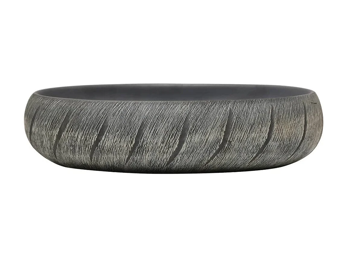 Lavatório de bancada oval 59x40x15 cm cerâmica preto e cinza PT662545