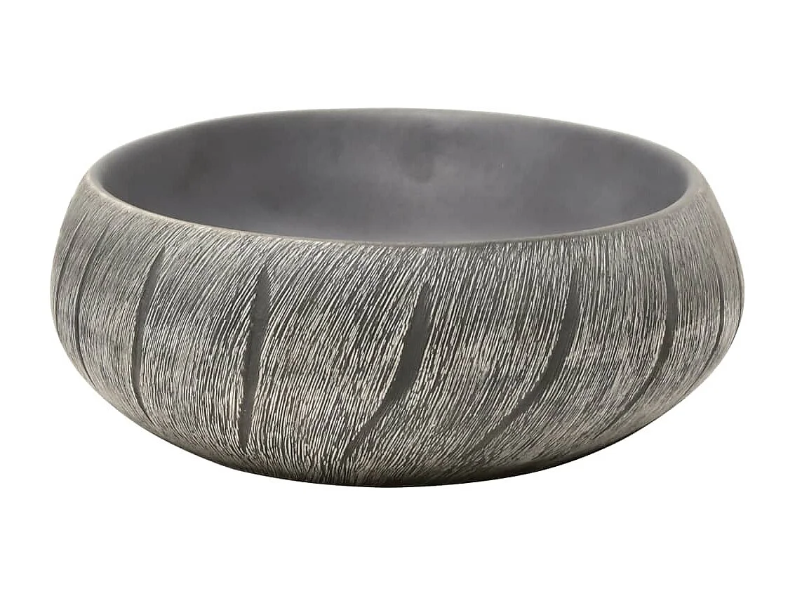 Lavatório de bancada oval 59x40x15 cm cerâmica preto e cinza PT662545