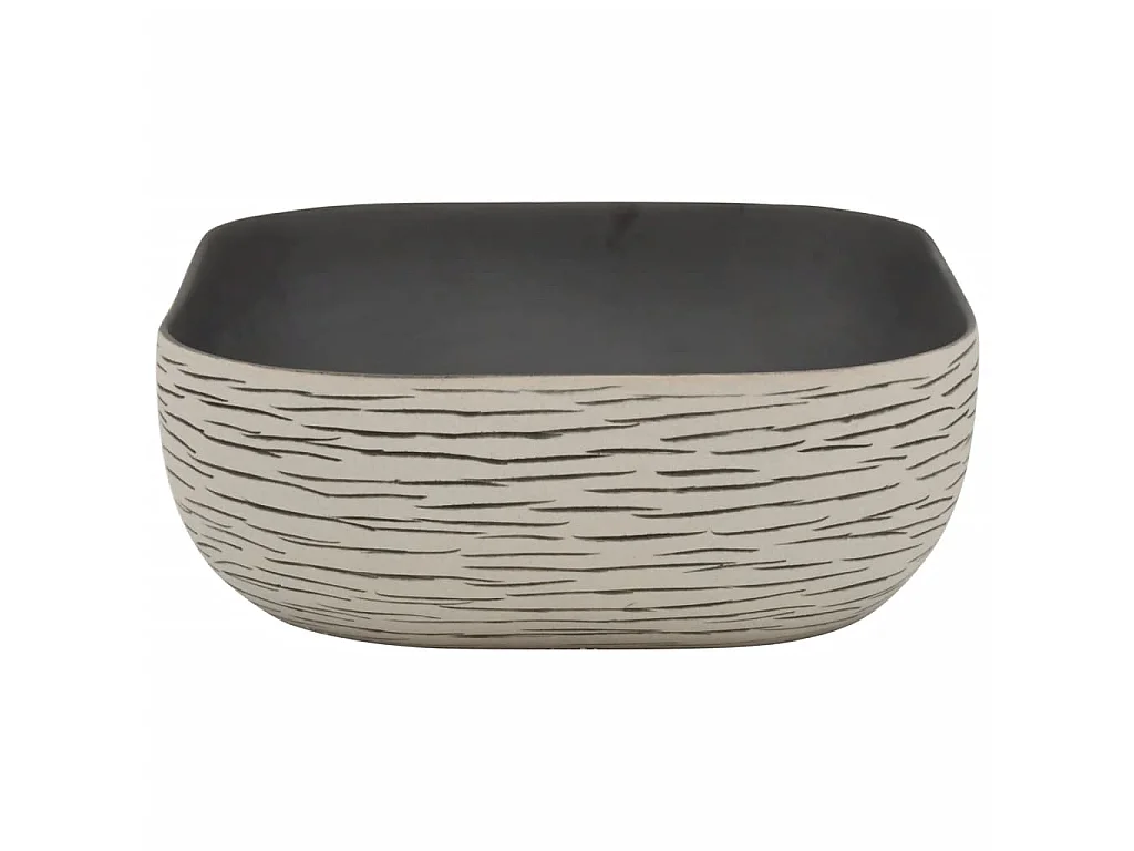 Vasque à poser gris/noir rectangulaire 48x37,5x13,5cm céramique WVGQ7768