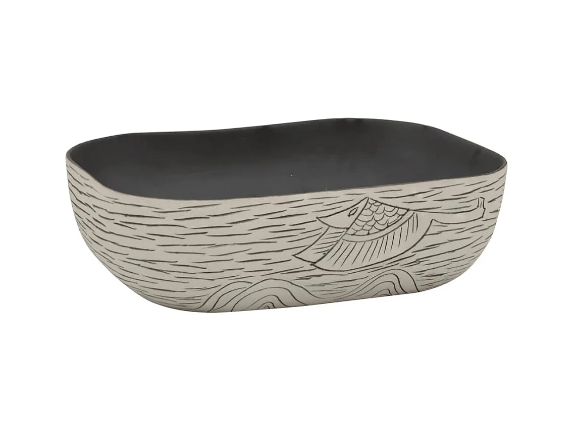 Lavabo encimera rectangular cerámica gris negro 48x37,5x13,5 cm ES66258