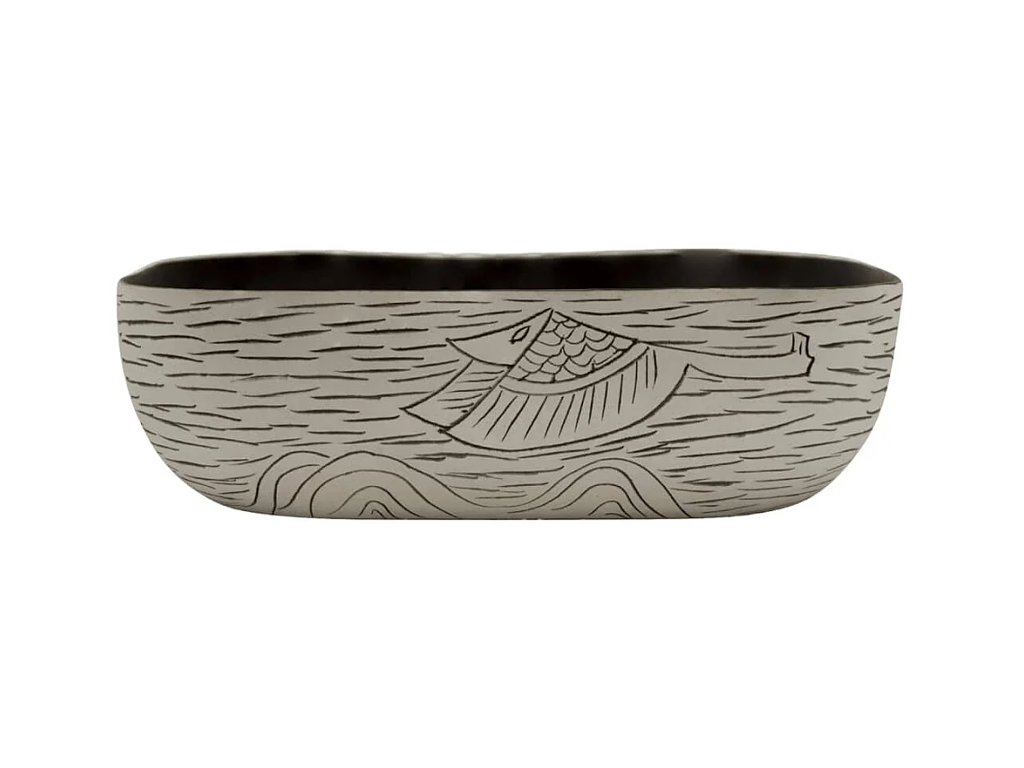 Lavabo encimera rectangular cerámica gris negro 48x37,5x13,5 cm ES66258