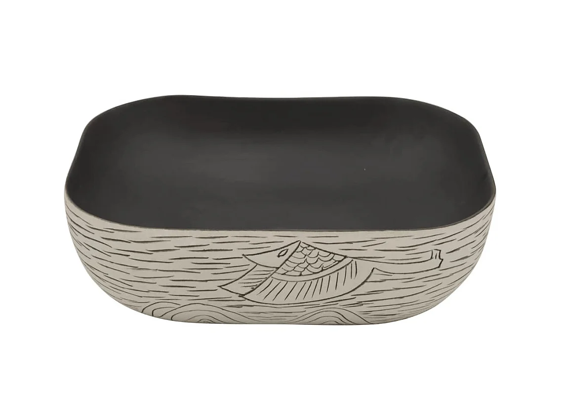 Lavabo encimera rectangular cerámica gris negro 48x37,5x13,5 cm ES66258