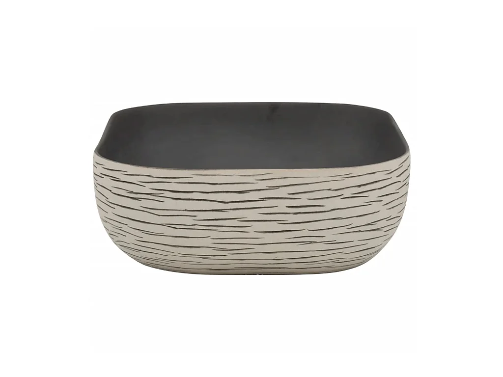 Lavabo encimera rectangular cerámica gris negro 48x37,5x13,5 cm ES66258