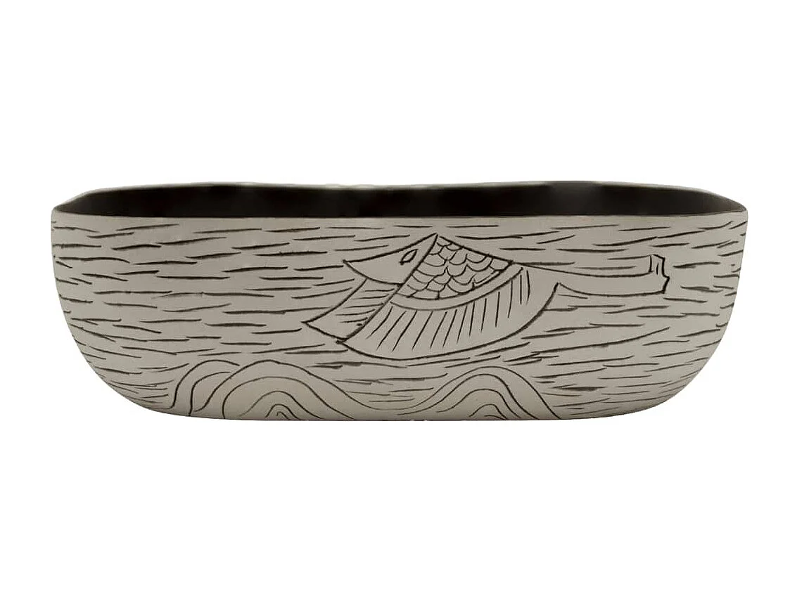 Vasque à poser gris/noir rectangulaire 48x37,5x13,5cm céramique WVGQ7768