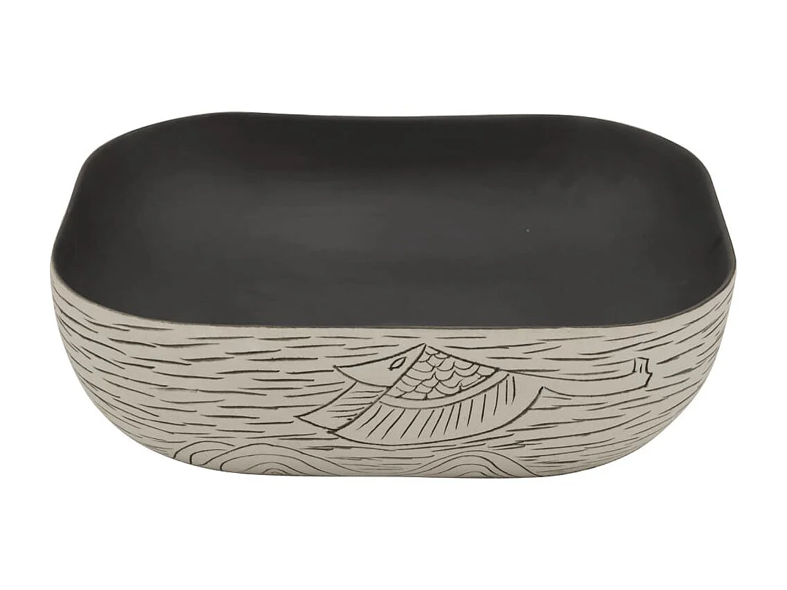 Vasque à poser gris/noir rectangulaire 48x37,5x13,5cm céramique WVGQ7768