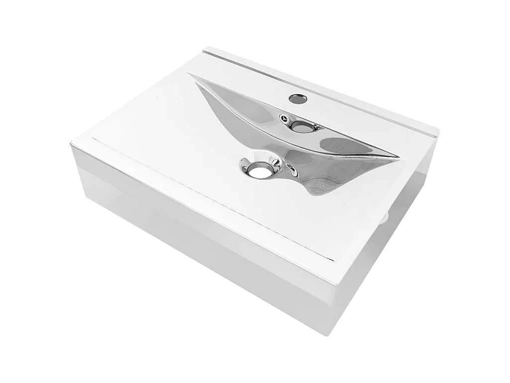 Lavabo con rebosadero cerámica plateado 60x46x16 cm ES66592