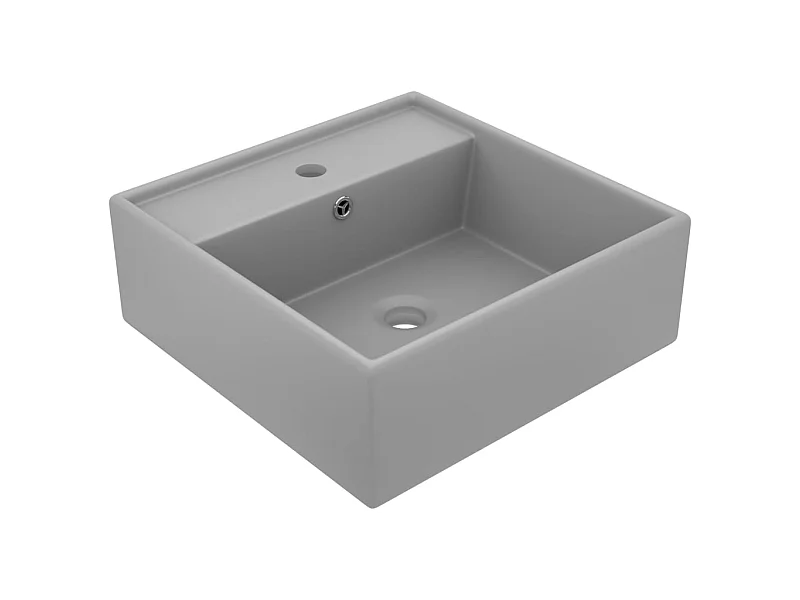 Lavatório luxuoso quadrado 41x41 cm cerâmica cinza-claro mate PT292046