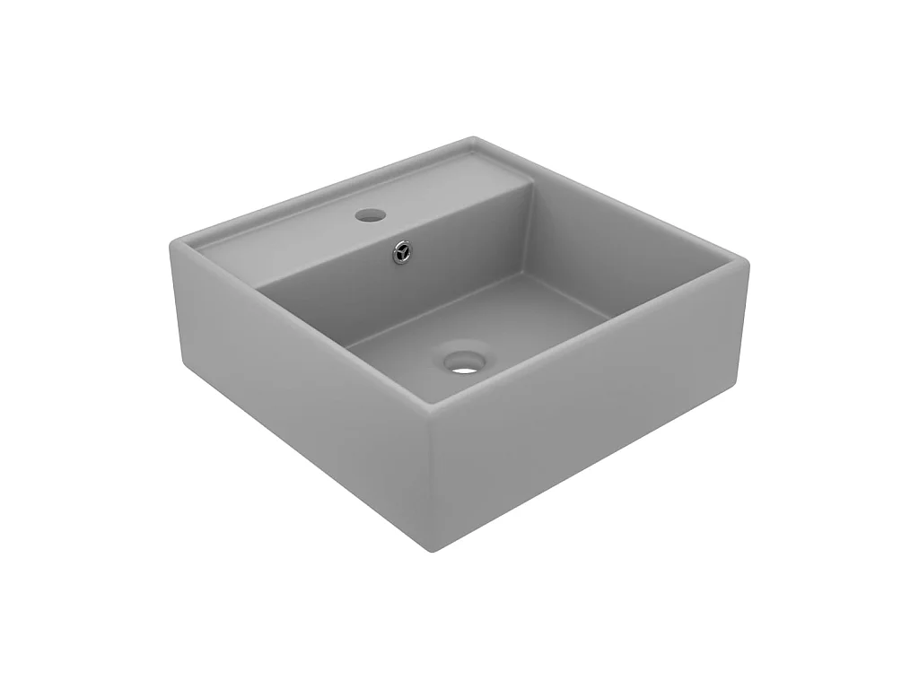 Vasque carré à trop-plein Gris clair mat 41x41 cm Céramique WVGQ5081