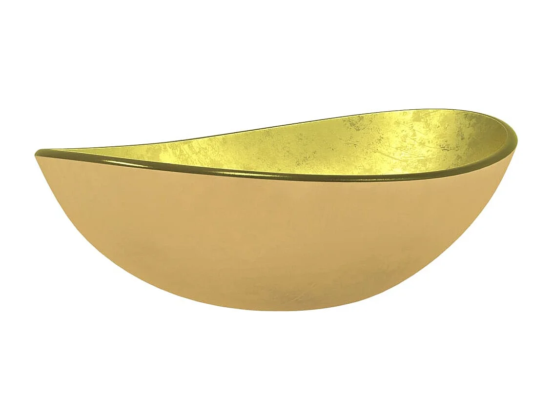 Lavabo de vidrio templado dorado 54,5x35x15,5 cm ES66443