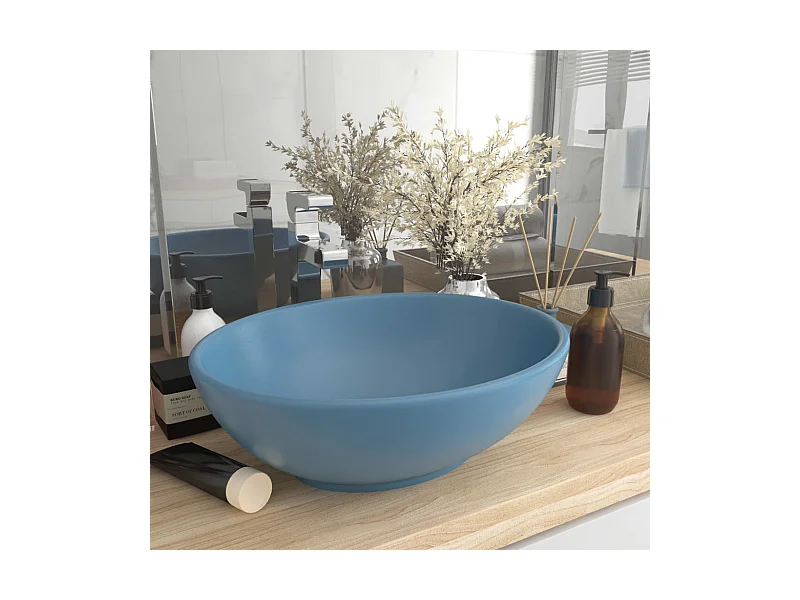 Lavabo de lujo ovalado cerámica azul claro mate 40x33 cm ES66395