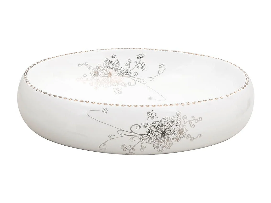 Lavabo sobre encimera ovalado cerámica blanco 59x40x15 cm ES912936