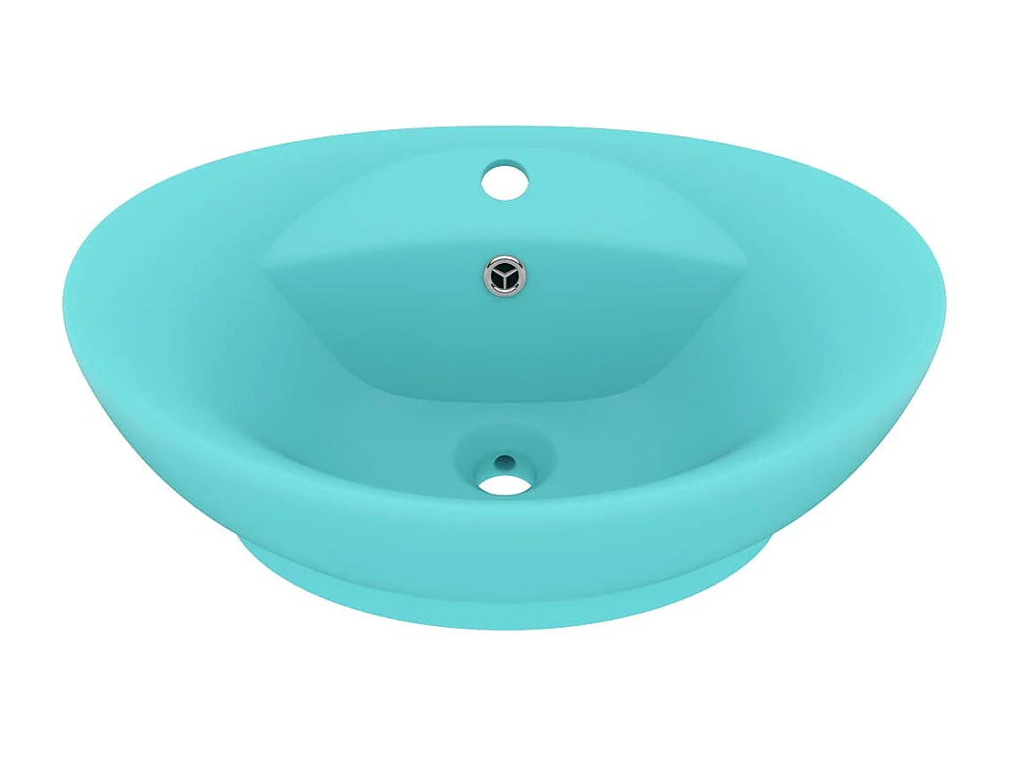 Vasque ovale à trop-plein Vert clair mat 58,5x39 cm Céramique WVGQ5395