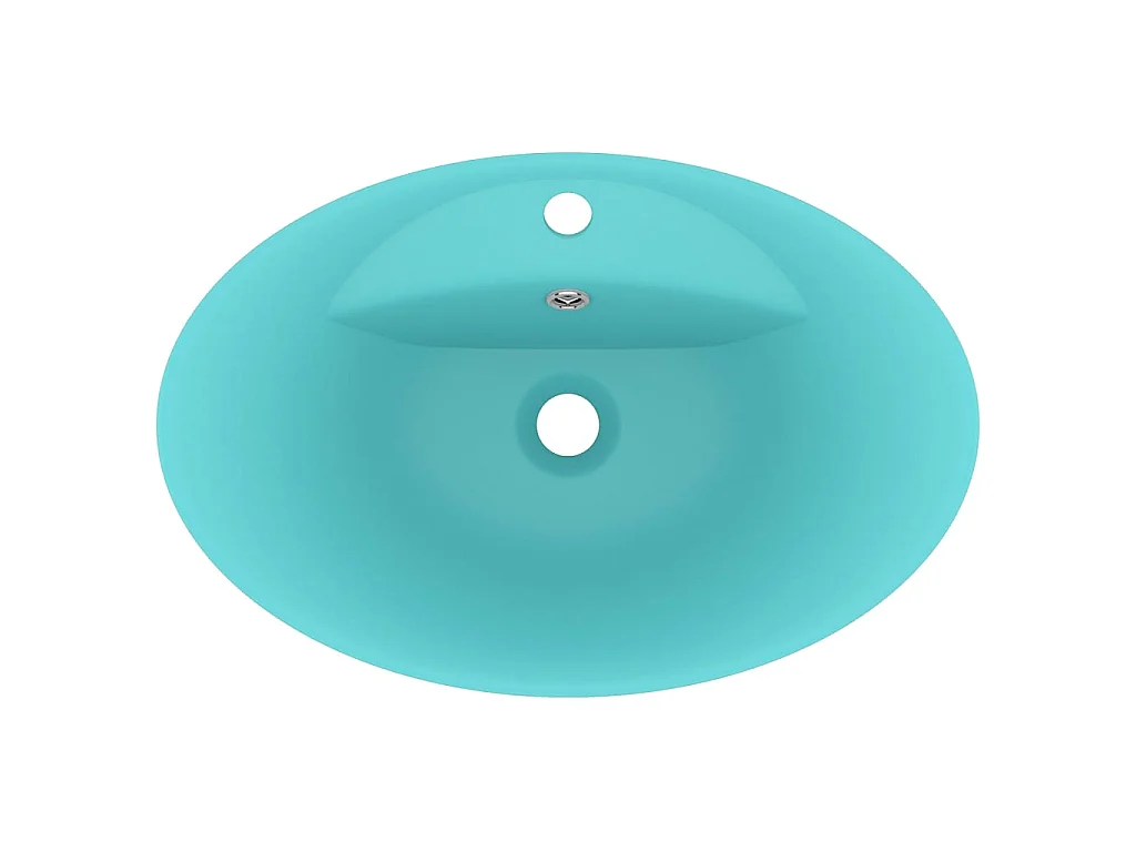 Vasque ovale à trop-plein Vert clair mat 58,5x39 cm Céramique WVGQ5395